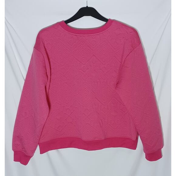 Vintage DEX Women's XL Quilted Crewneck Pullover Sweatshirt Pink - Picture 4 of 11